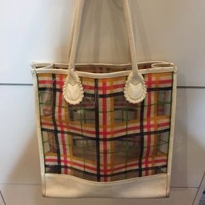 Vintage Burberry PVC & White Leather Tote